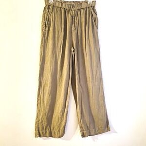 Faherty‎ Women's Monterey Linen Wide Leg Pants Thyme Green Small Preppy Boho